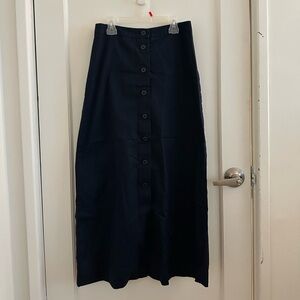 Eddie Bauer Navy Cotton Button-Front Pencil Skirt